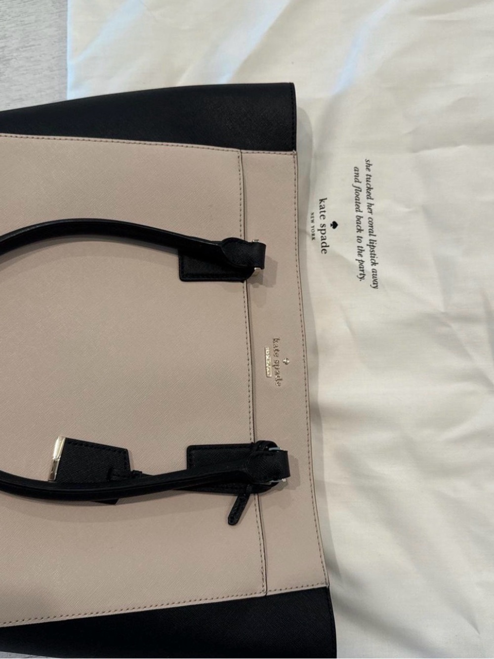 kate spade Black and Gray Two-Tone Structured Tote Saffiano Leather - Picture 3 of 6